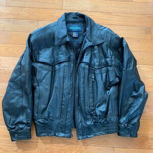 VTG Weekends Leather Jacket Coat‎ Mens L Quilted Warm Genuine Motorcycle Biker